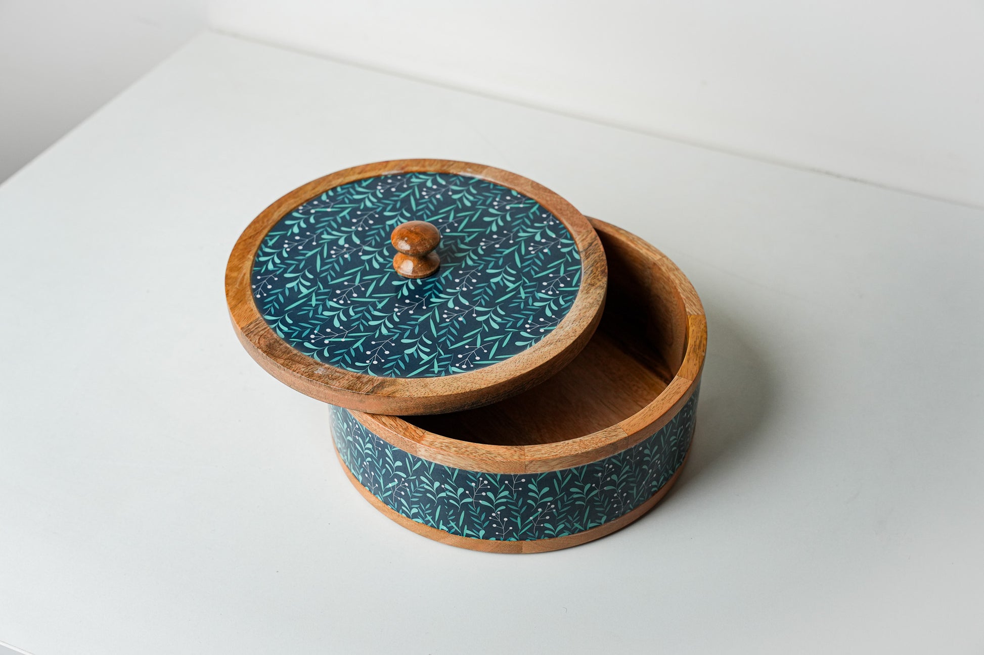 Teal Whispers Curl Roti Box - Furnishka 