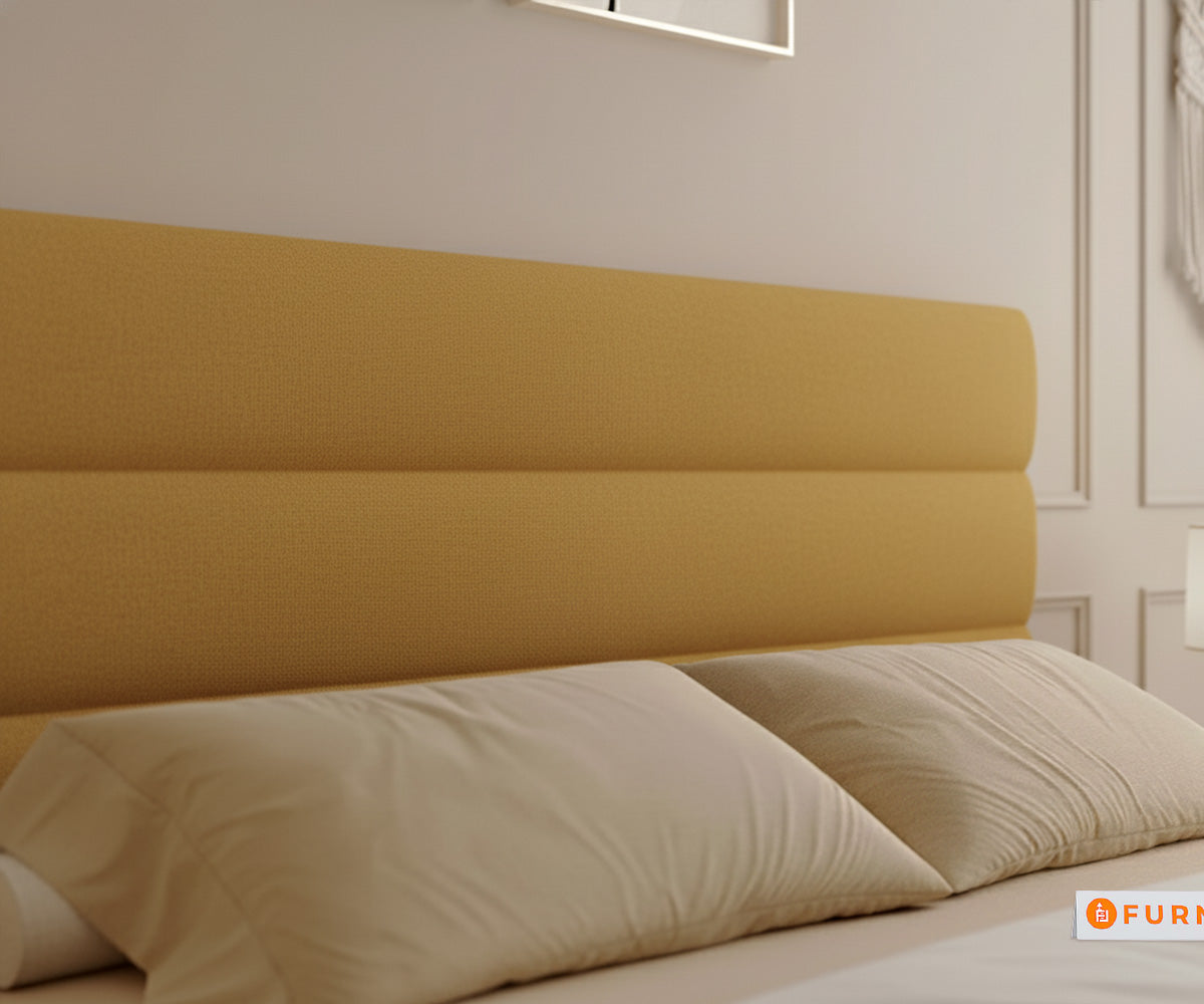 Niva Real Teak Wood Hydraulic Bed Queen Size Mustard Yellow