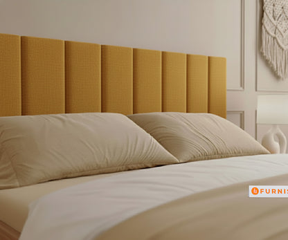 Augustus Real Teak Wood Hydraulic Bed King Size Mustard Yellow