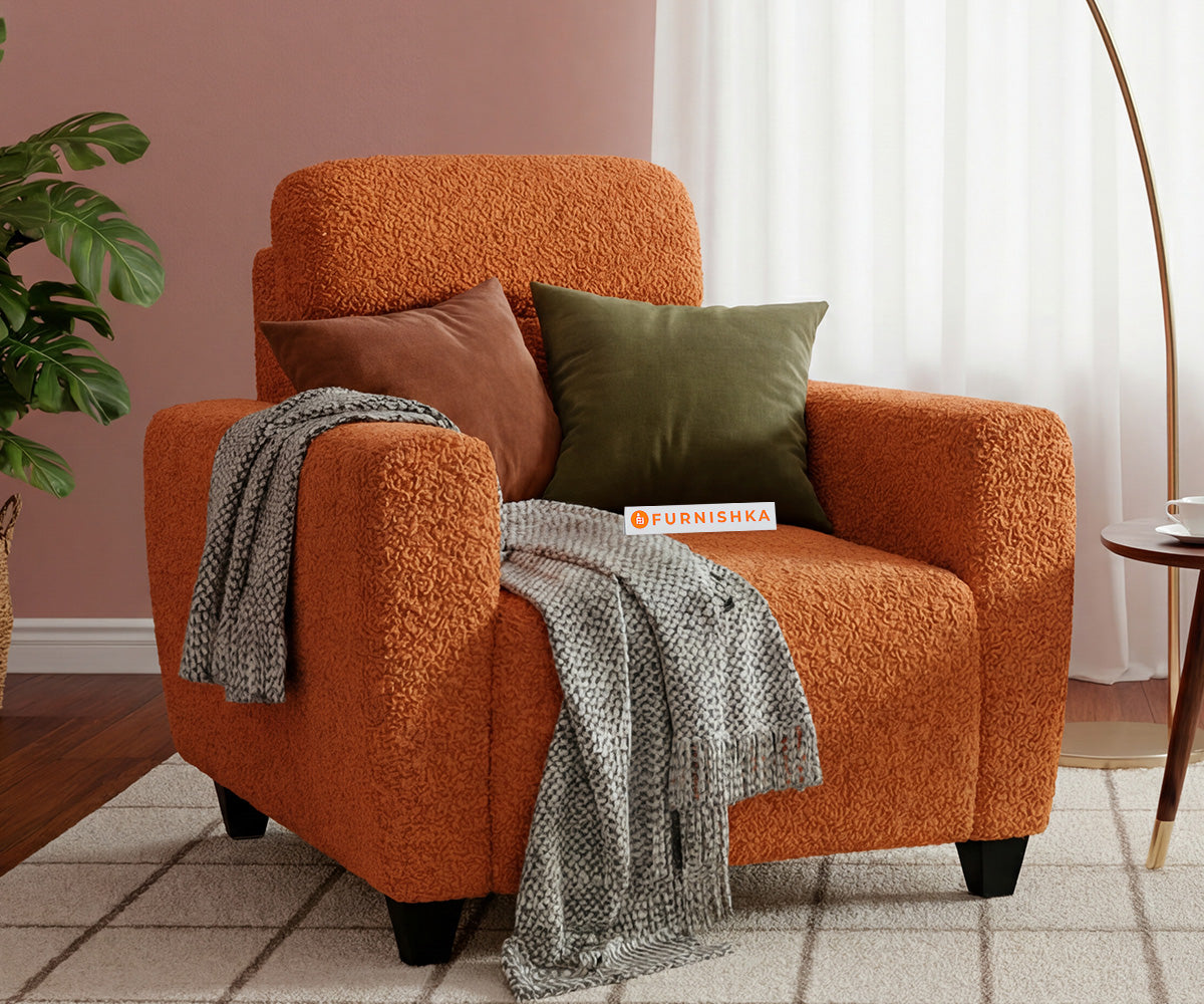Daina 1 Seater Sofa Anthology Fabric Orange - Furnishka