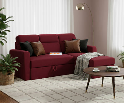 Daina 2 Seater L Shape Sofa cum Bed - RHS Red Wine