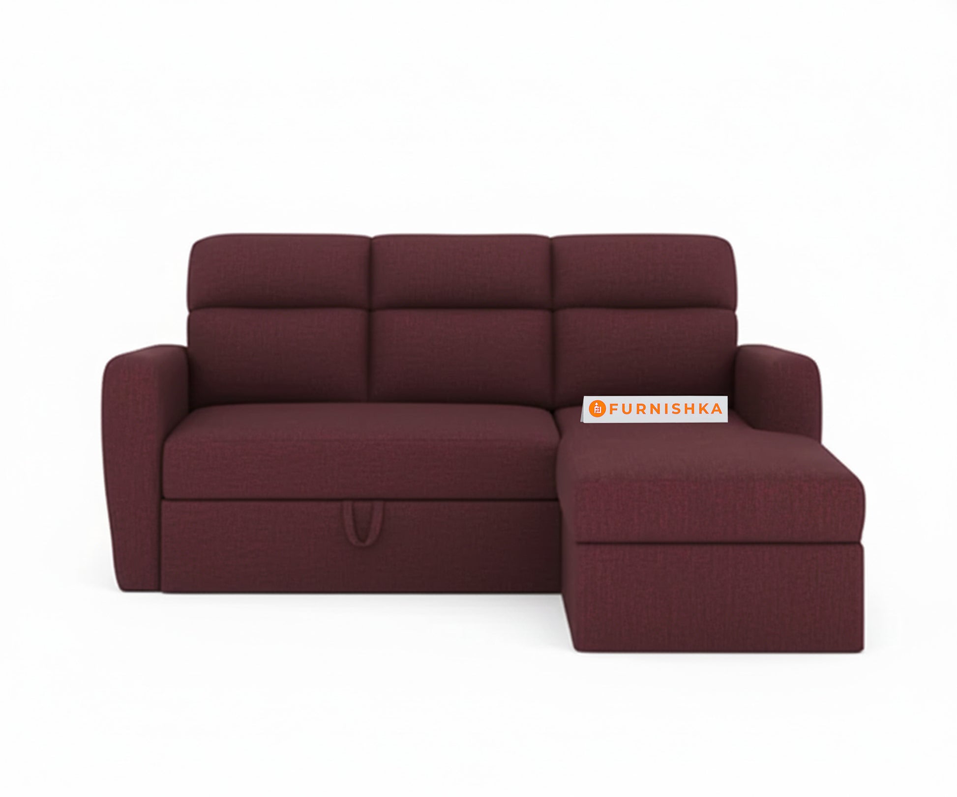 Daina 2 Seater L Shape Sofa cum Bed - RHS Red Wine - Furnishka