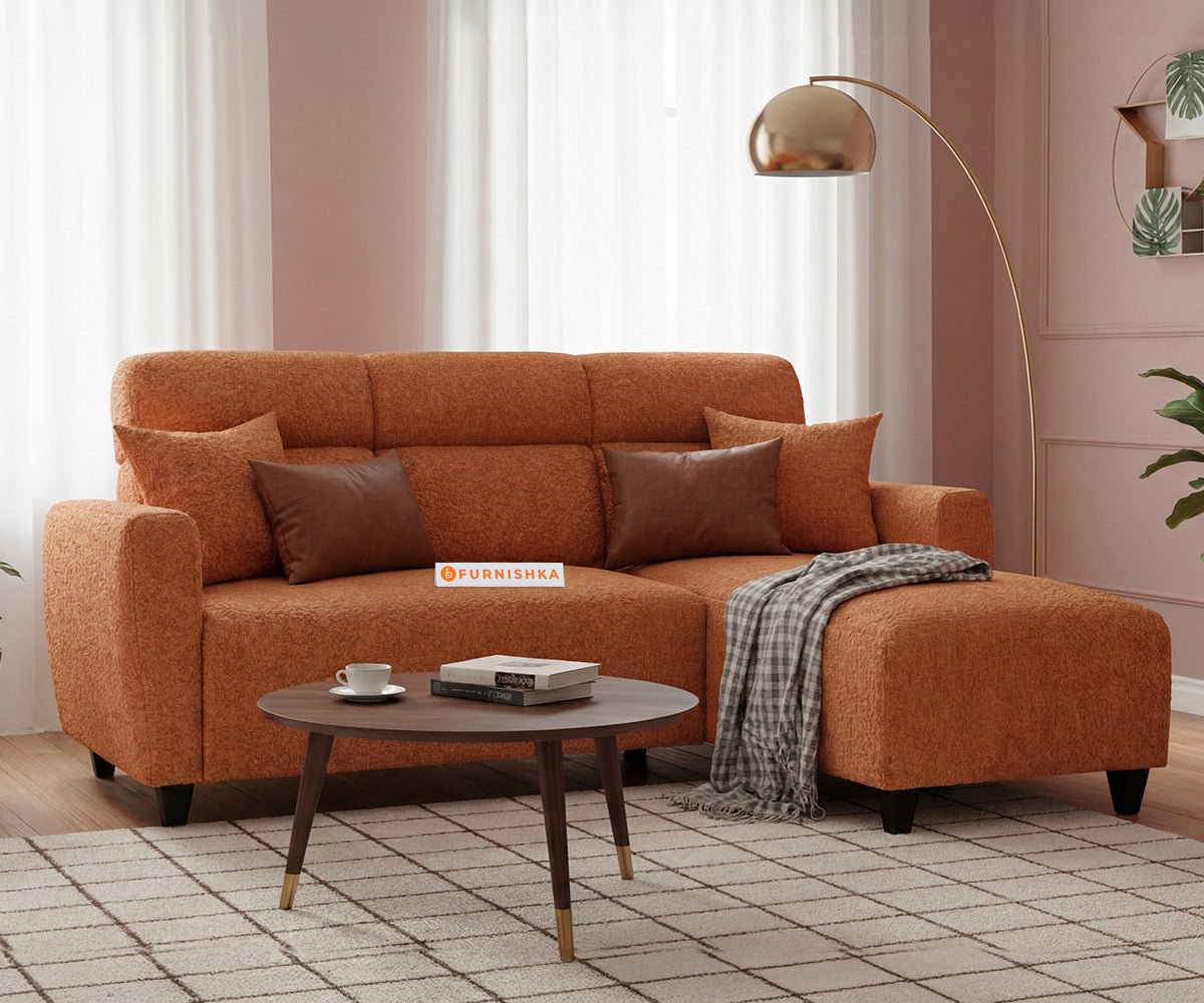 Daina 2 Seater L Shape Sofa with Anthology Fabric Orange-RHS - Furnishka