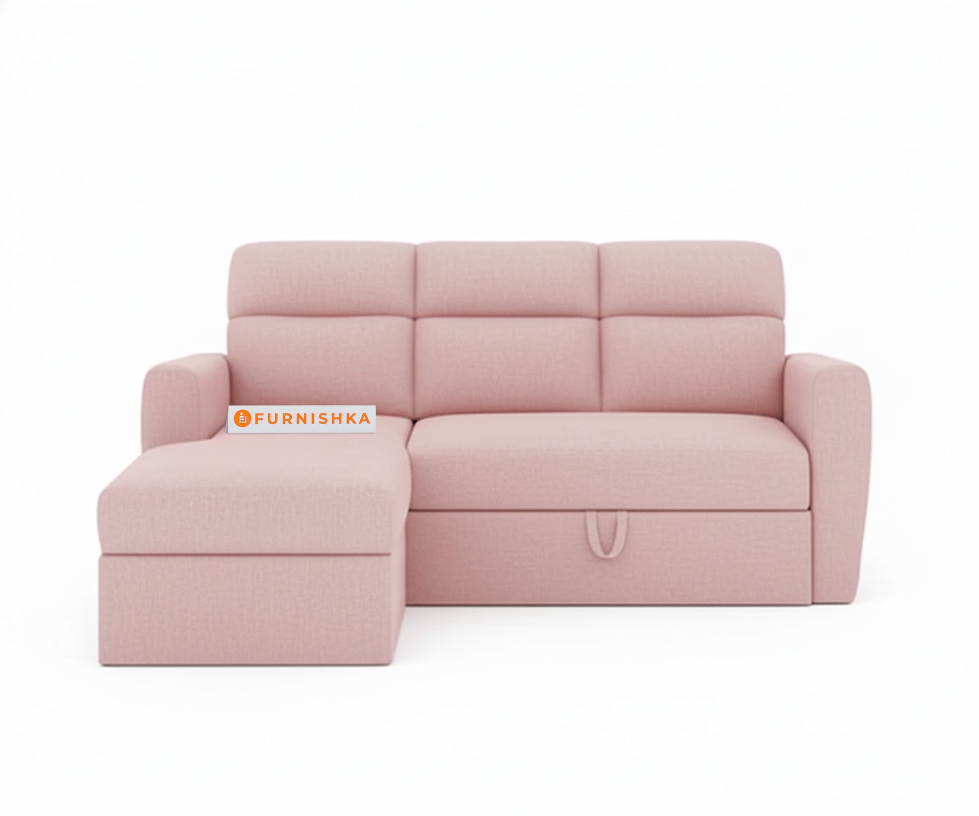 Daina 2 Seater Sectional Sofa cum Bed - LHS Flamingo Pink - Furnishka 