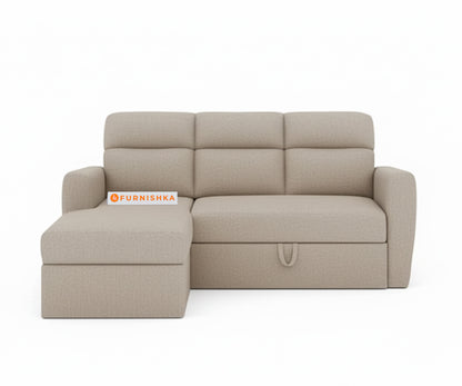 Daina 2 Seater Sectional Sofa cum Bed - LHS Light Beige - Furnishka 