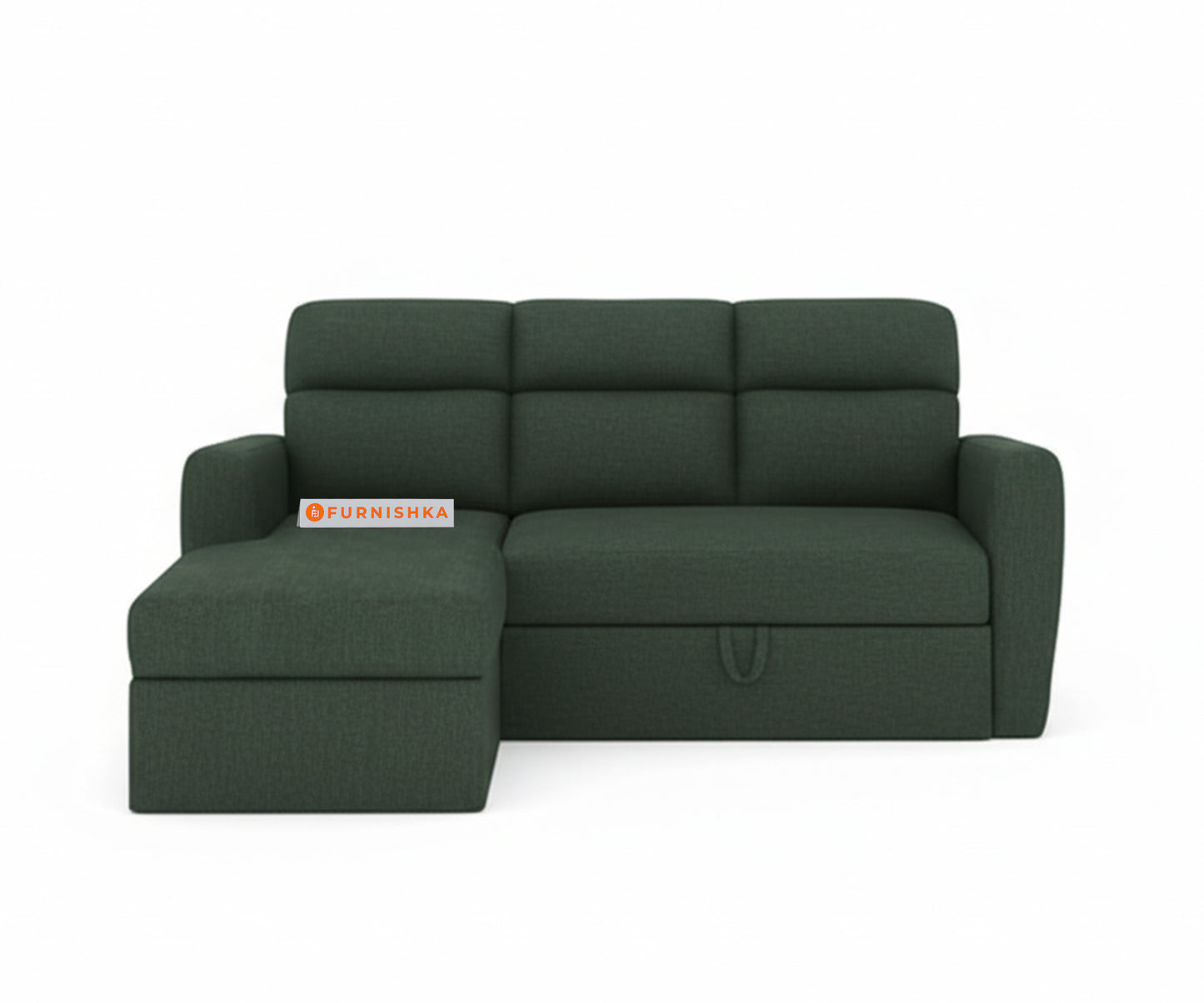 Daina 2 Seater Sectional Sofa cum Bed - LHS Pine Green - Furnishka 