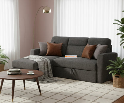 Daina 2 Seater Sectional Sofa cum Bed - LHS Space Grey - Furnishka 