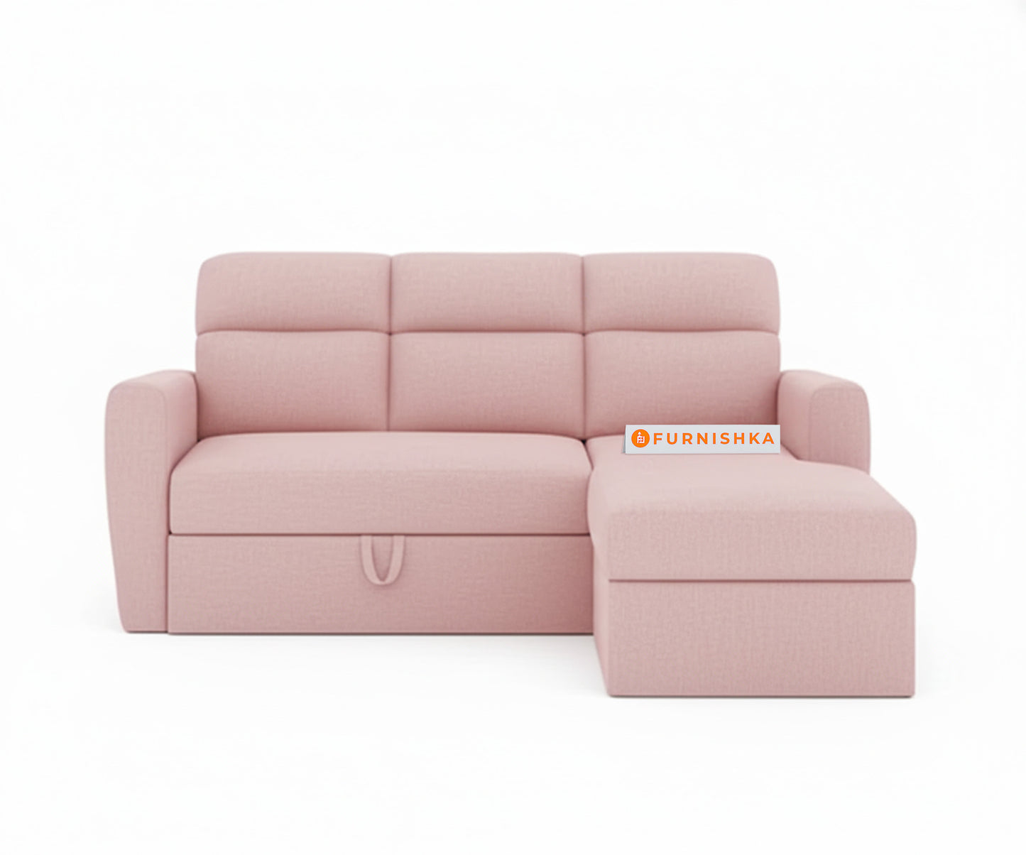 Daina 2 Seater Sectional Sofa cum Bed - RHS Flamingo Pink - Furnishka 