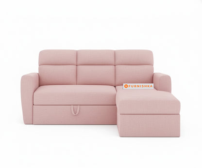 Daina 2 Seater Sectional Sofa cum Bed - RHS Flamingo Pink - Furnishka 
