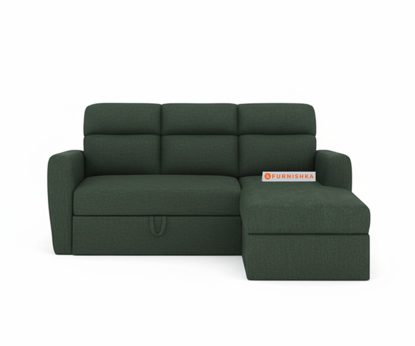 Daina 2 Seater Sectional Sofa cum Bed - RHS Pine Green - Furnishka 