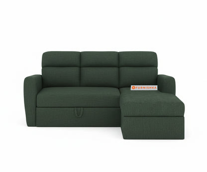 Daina 2 Seater Sectional Sofa cum Bed - RHS Pine Green - Furnishka 