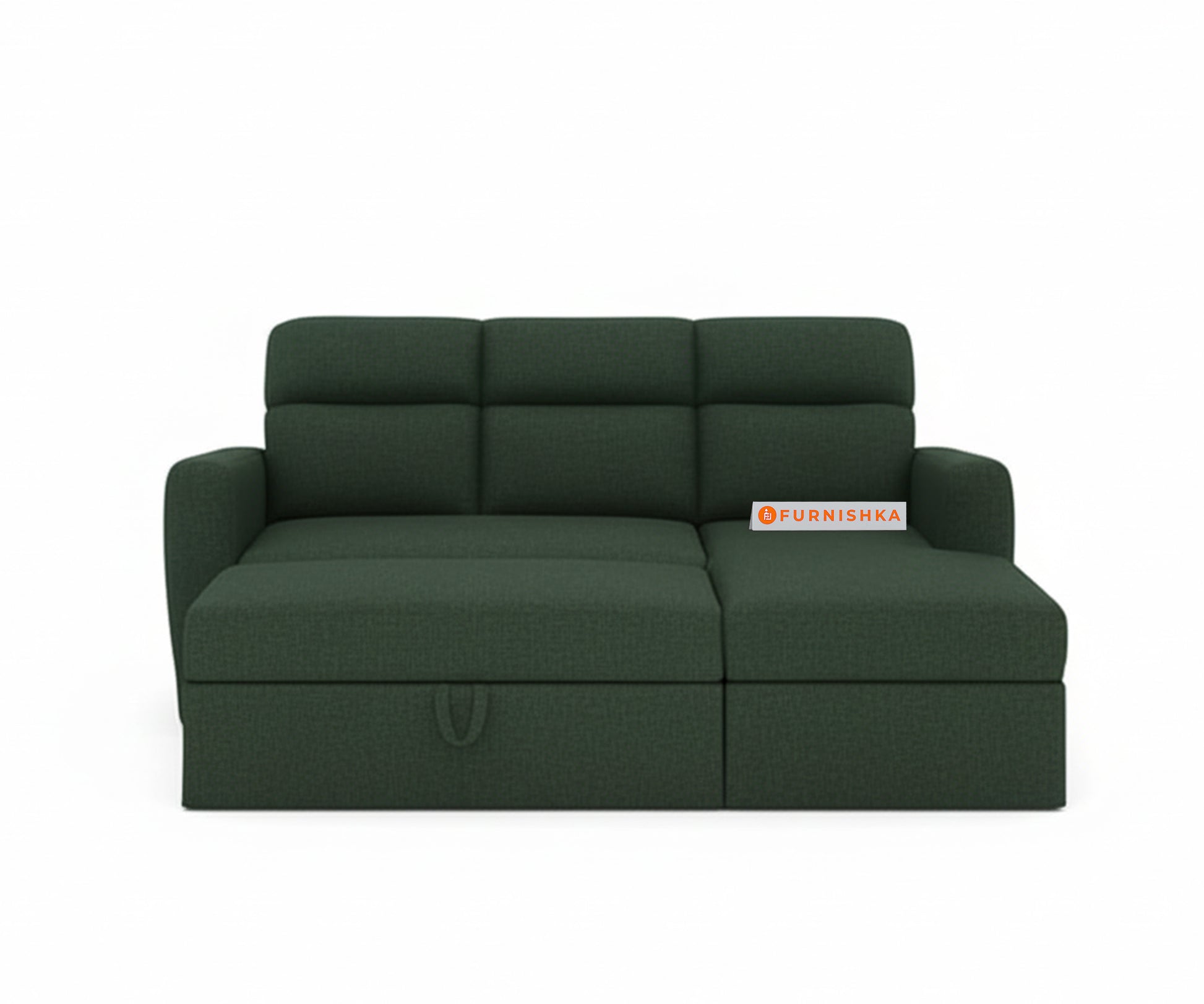 Daina 2 Seater Sectional Sofa cum Bed - RHS Pine Green - Furnishka 