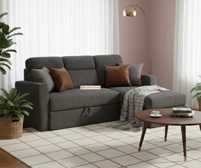 Daina 2 Seater Sectional Sofa cum Bed - RHS Space Grey