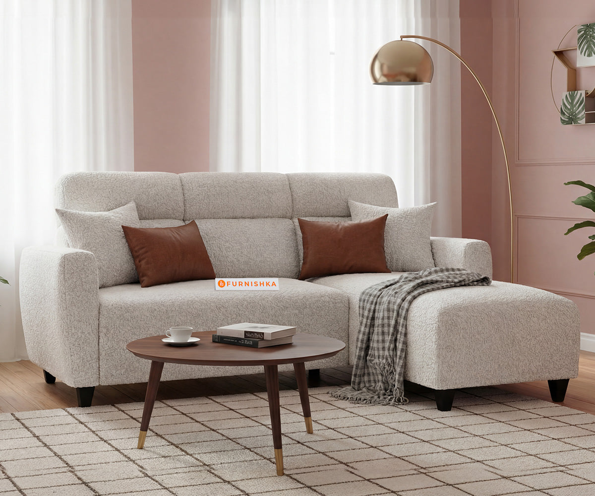 Daina 2 Seater L Shape Sofa with Anthology Fabric Light Beige-RHS - Furnishka