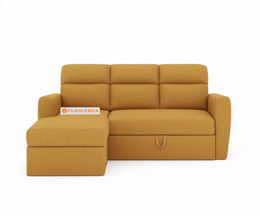 Daina 2 Seater Sofa cum Bed - LHS Mustard Yellow - Furnishka