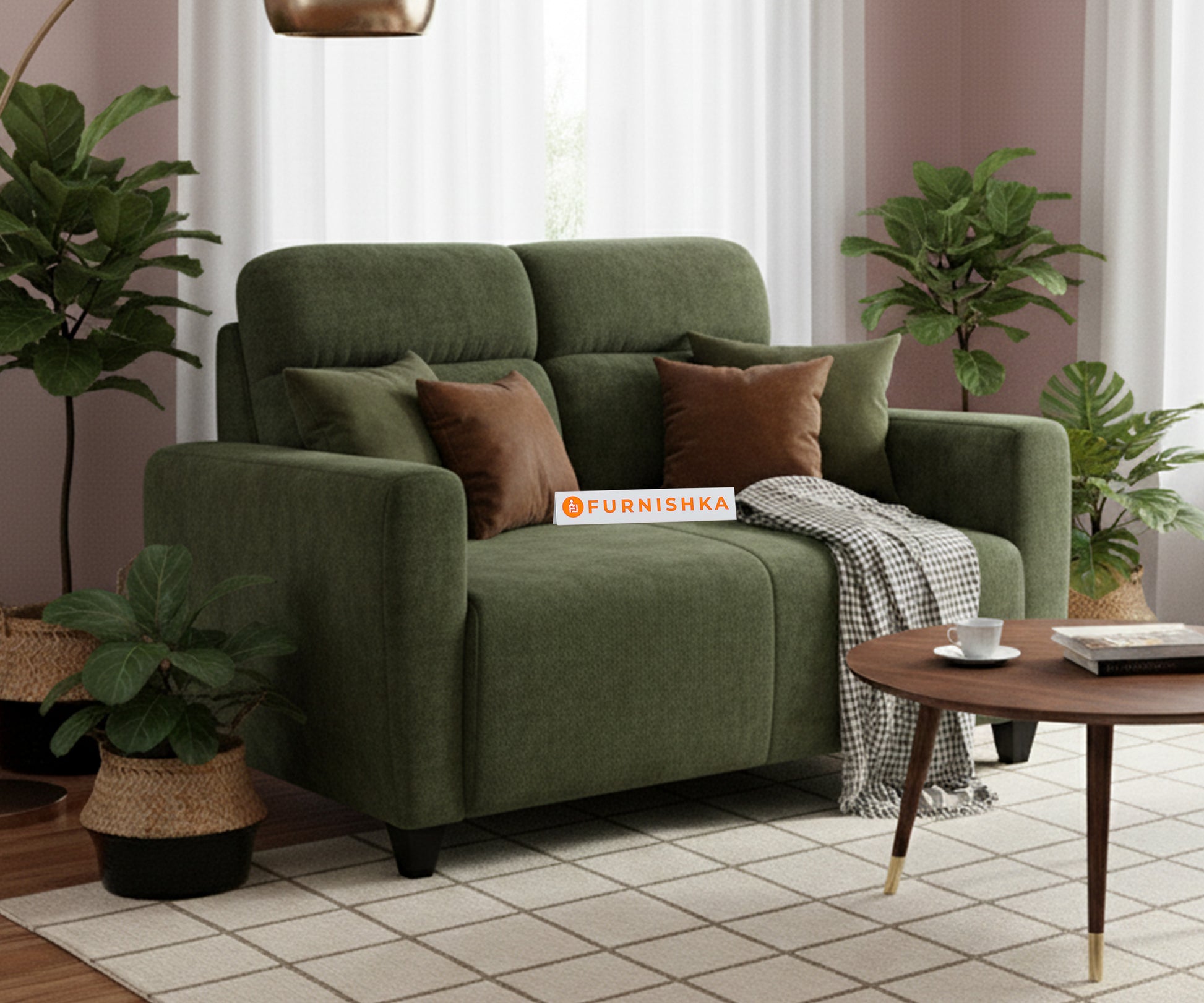 Daina 2 Seater sofa Pine Green - Furnishka 