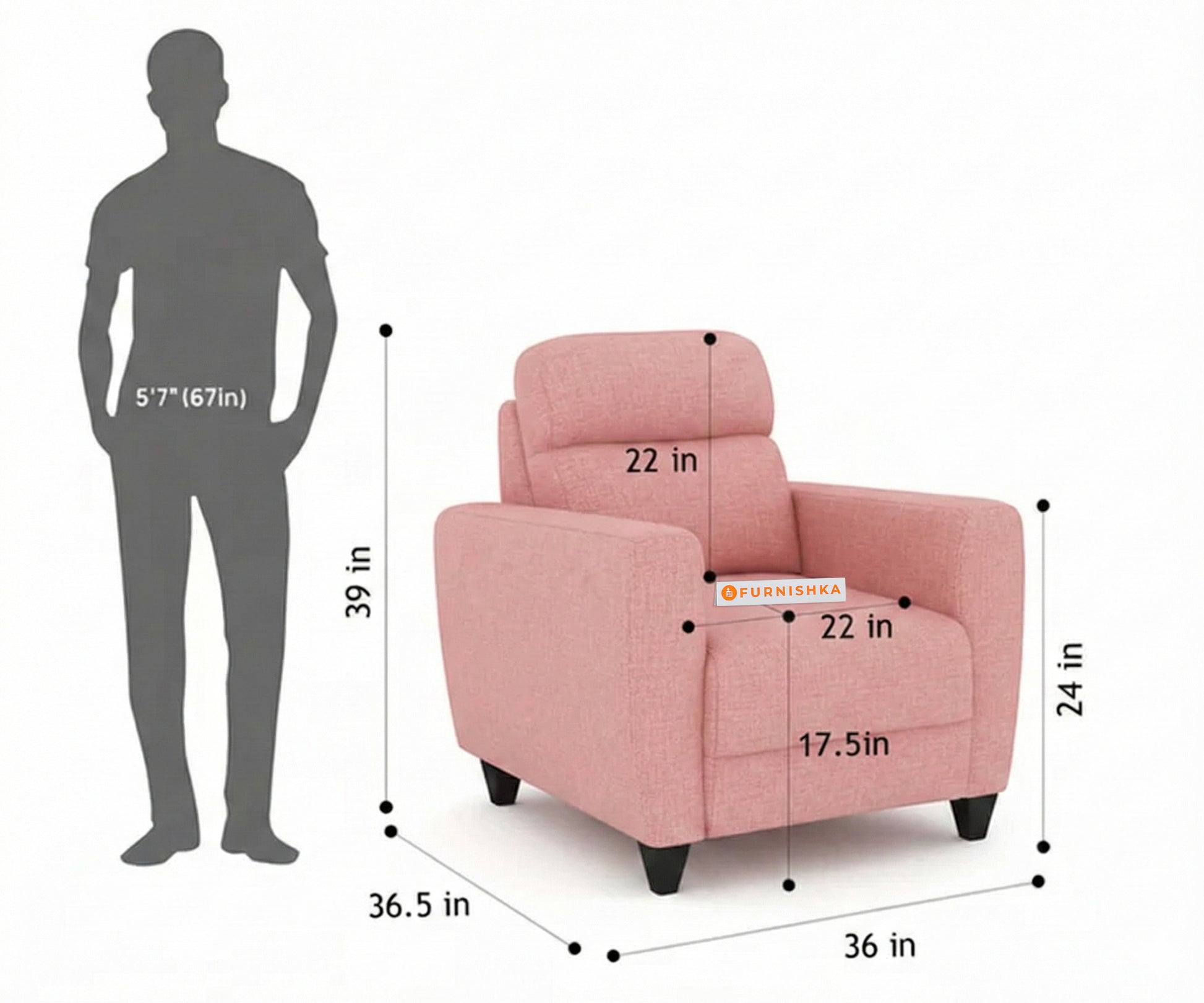 Daina 3+1+1 Seater Sofa Set Flamingo Pink - Furnishka 