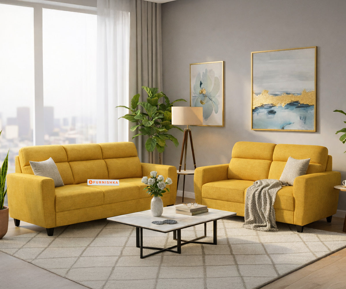 Daina 3+2 Seater Sofa Set Mustard Yellow - Furnishka