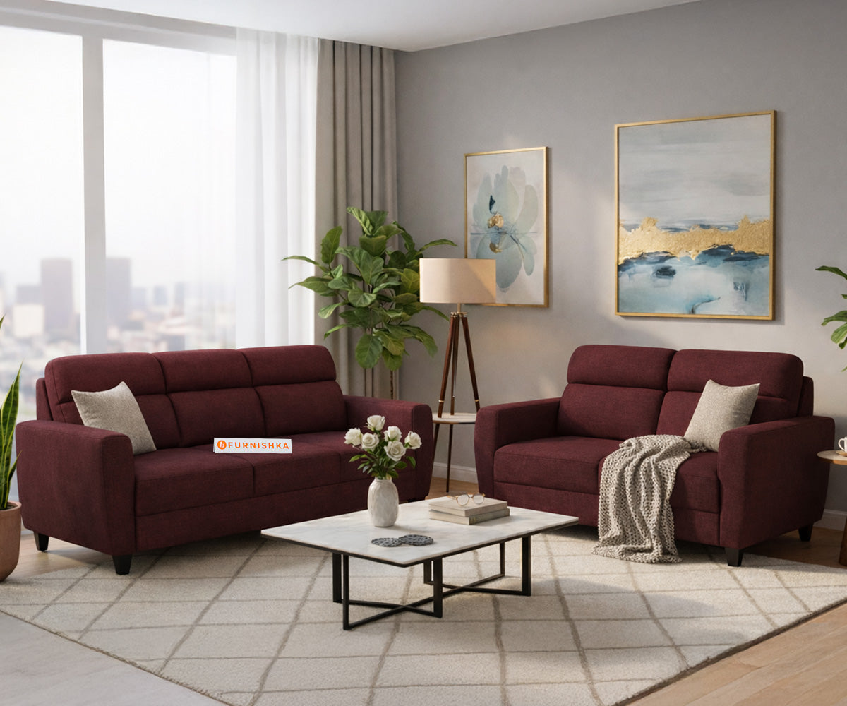 Daina 3+2 Seater Sofa Set Red Wine - Furnishka