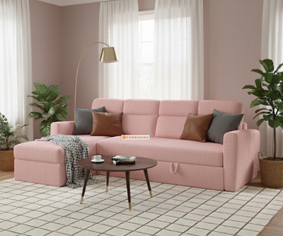 Daina 3 Seater Sectional Sofa cum Bed - LHS Flamingo Pink