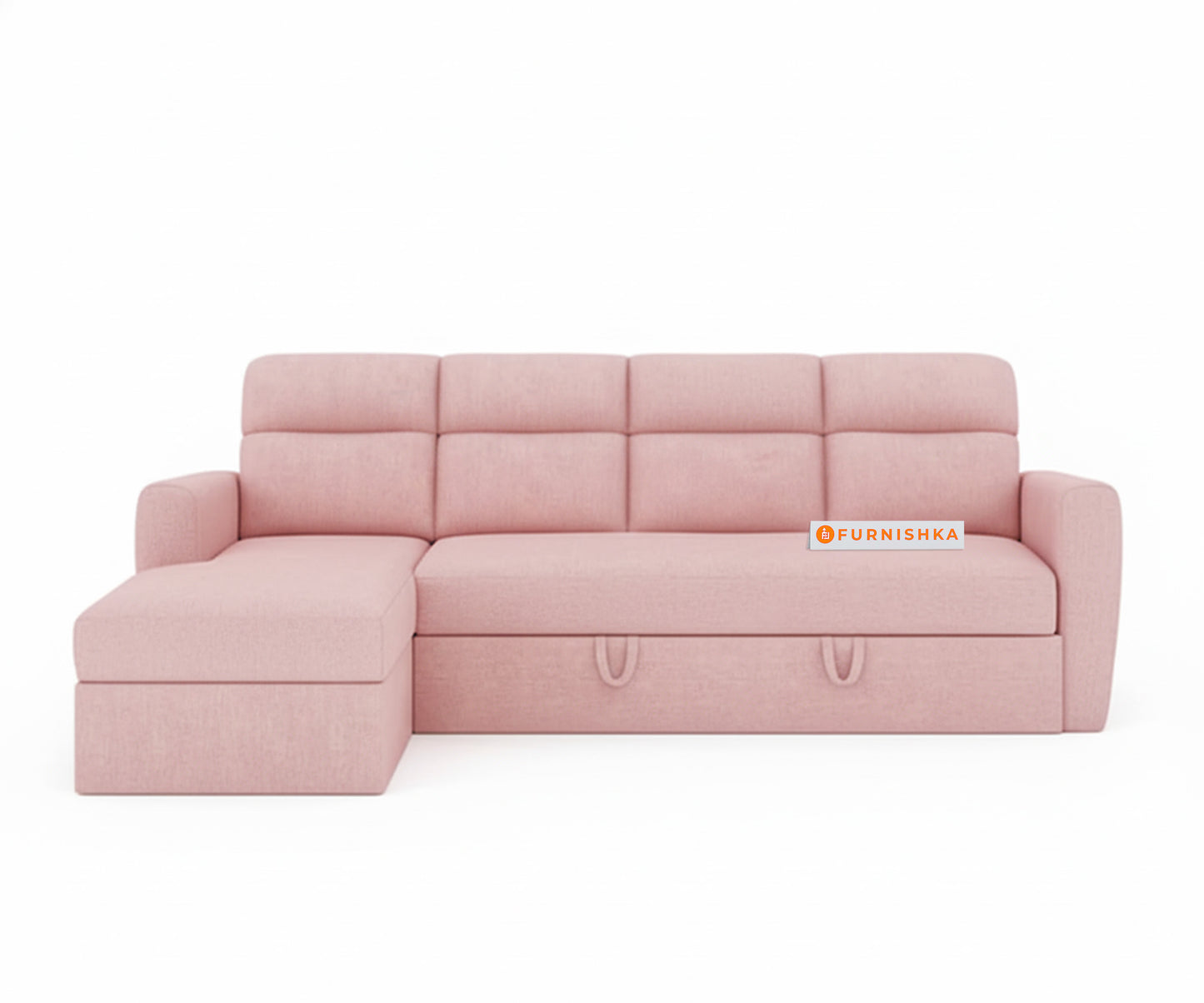 Daina 3 Seater Sectional Sofa cum Bed - LHS Flamingo Pink - Furnishka 