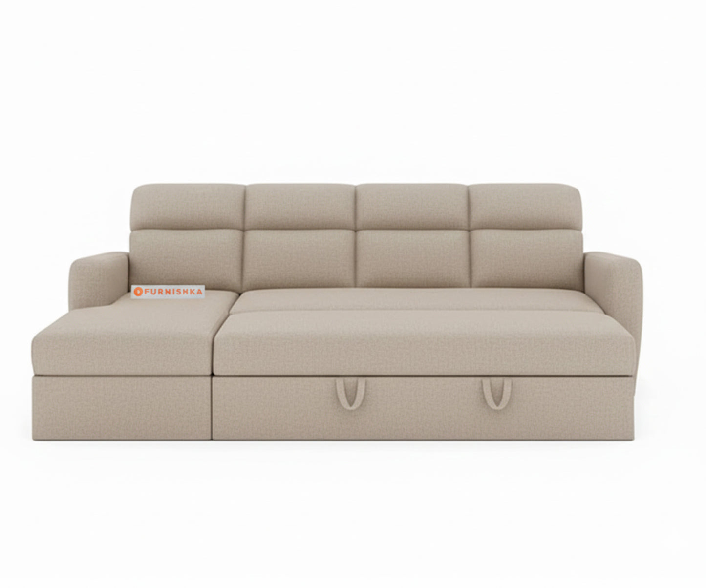 Daina 3 Seater Sectional Sofa cum Bed - LHS Light Beige - Furnishka 