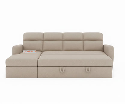 Daina 3 Seater Sectional Sofa cum Bed - LHS Light Beige - Furnishka 