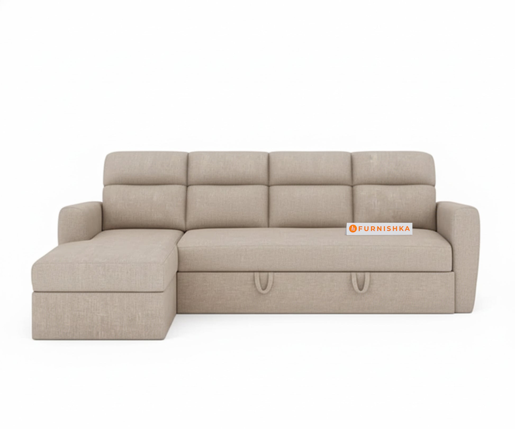 Daina 3 Seater Sectional Sofa cum Bed - LHS Light Beige - Furnishka 