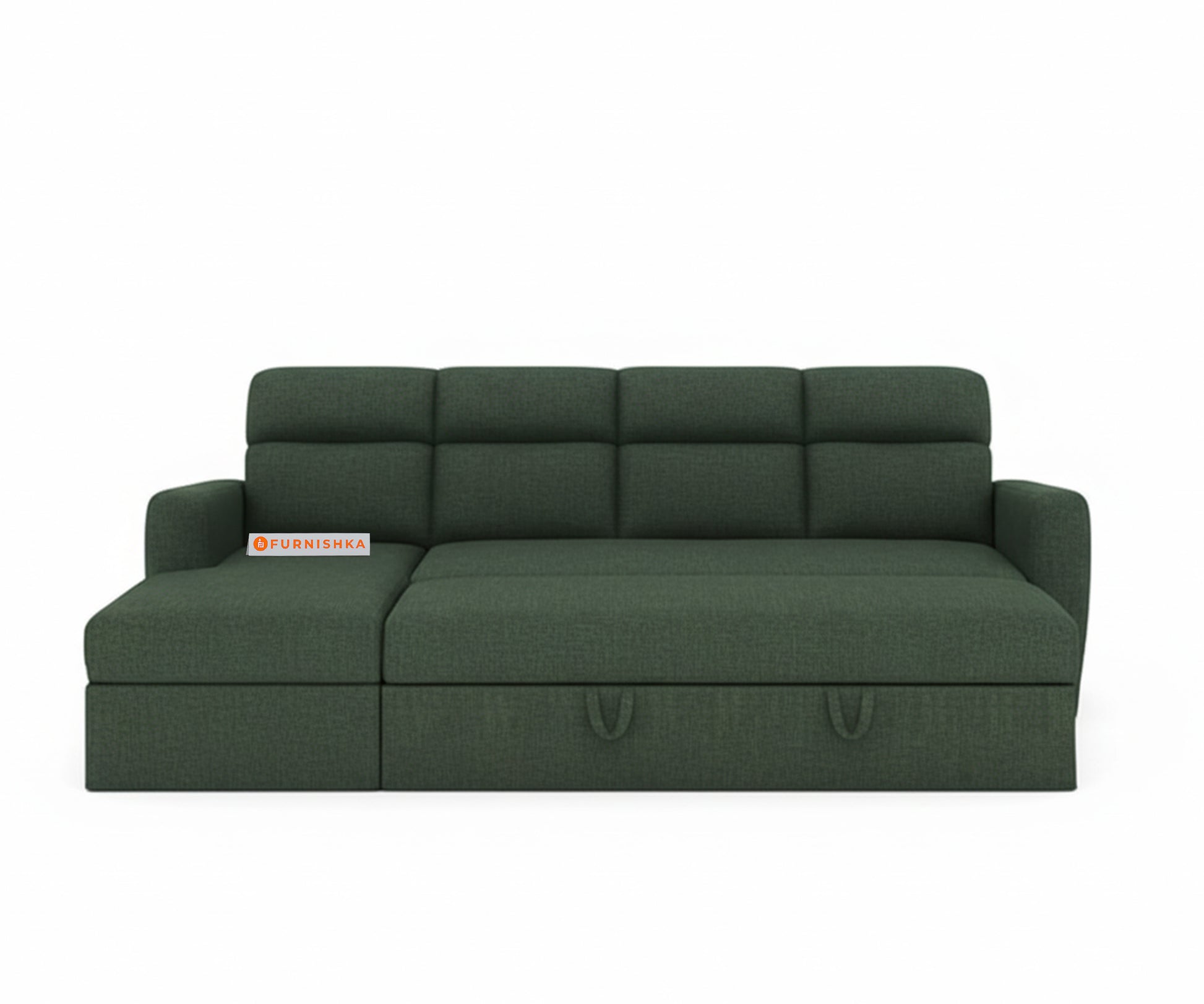 Daina 3 Seater Sectional Sofa cum Bed - LHS Pine Green - Furnishka 