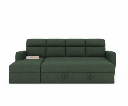 Daina 3 Seater Sectional Sofa cum Bed - LHS Pine Green - Furnishka 