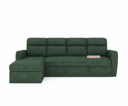 Daina 3 Seater Sectional Sofa cum Bed - LHS Pine Green - Furnishka 
