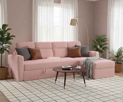 Daina 3 Seater Sectional Sofa cum Bed - RHS Flamingo Pink