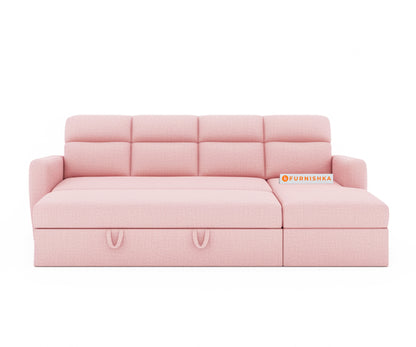 Daina 3 Seater Sectional Sofa cum Bed - RHS Flamingo Pink - Furnishka 