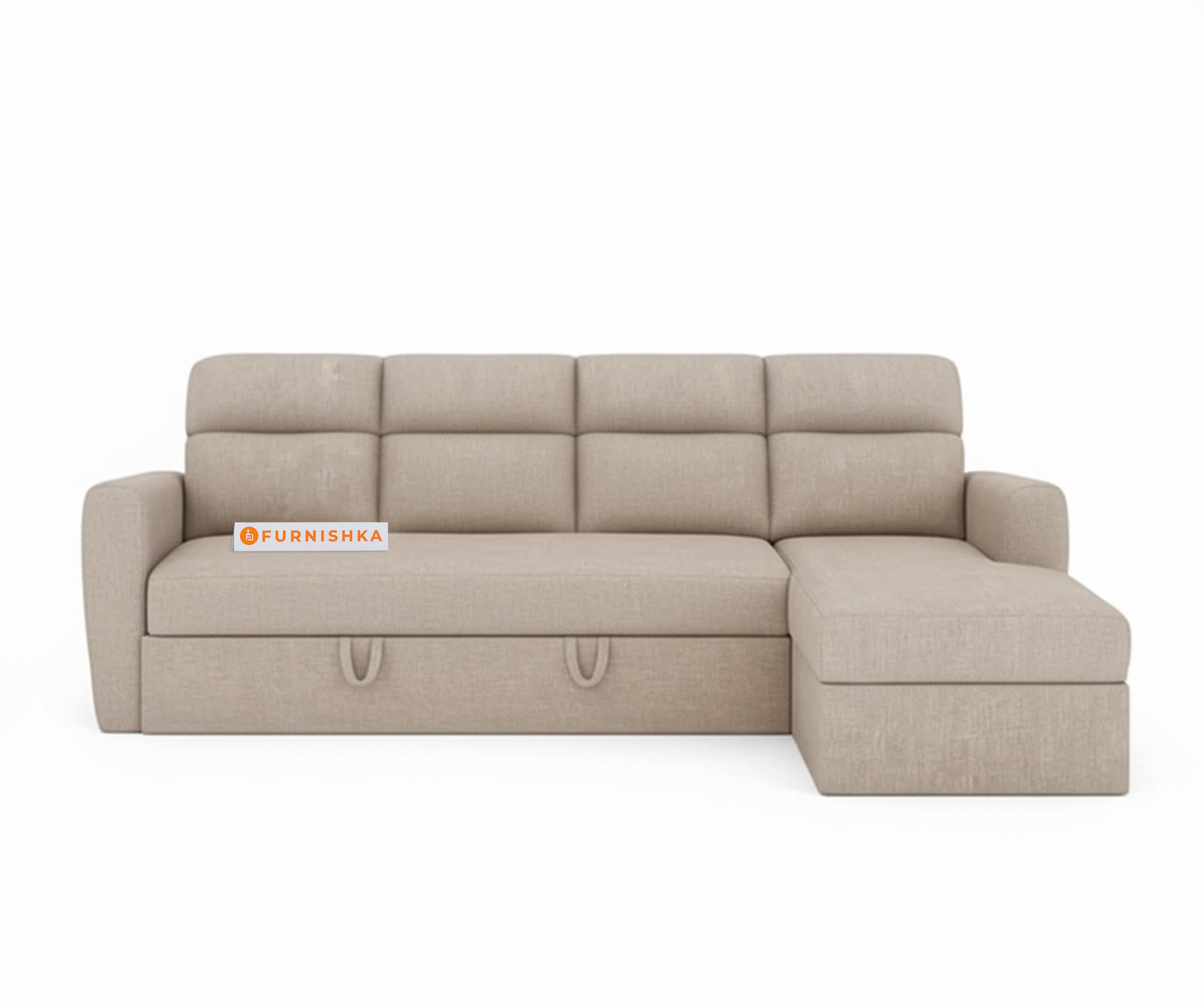 Daina 3 Seater Sectional Sofa cum Bed - RHS Light Beige - Furnishka 