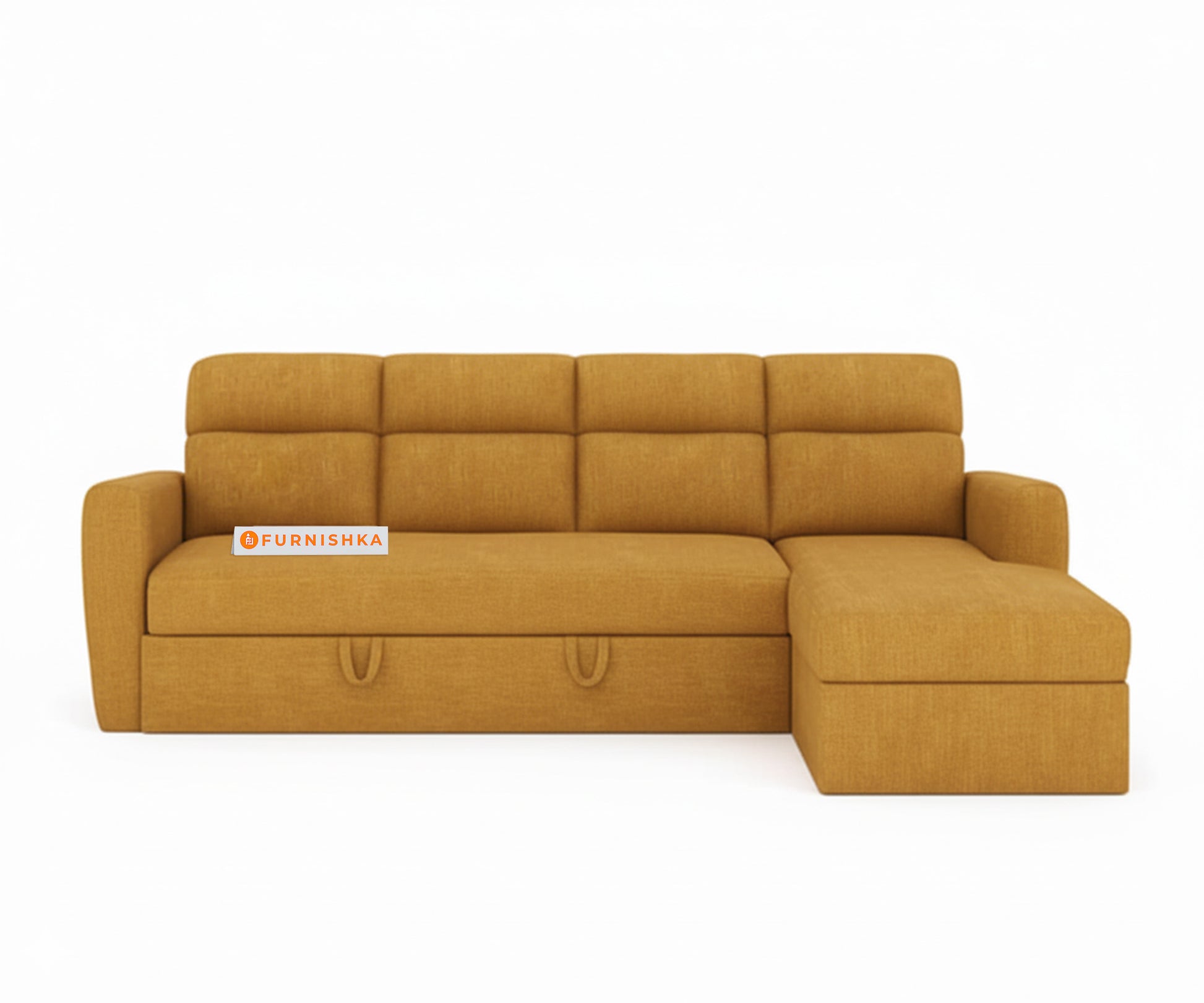 Daina 3 Seater Sectional Sofa cum Bed - RHS Mustard Yellow - Furnishka 