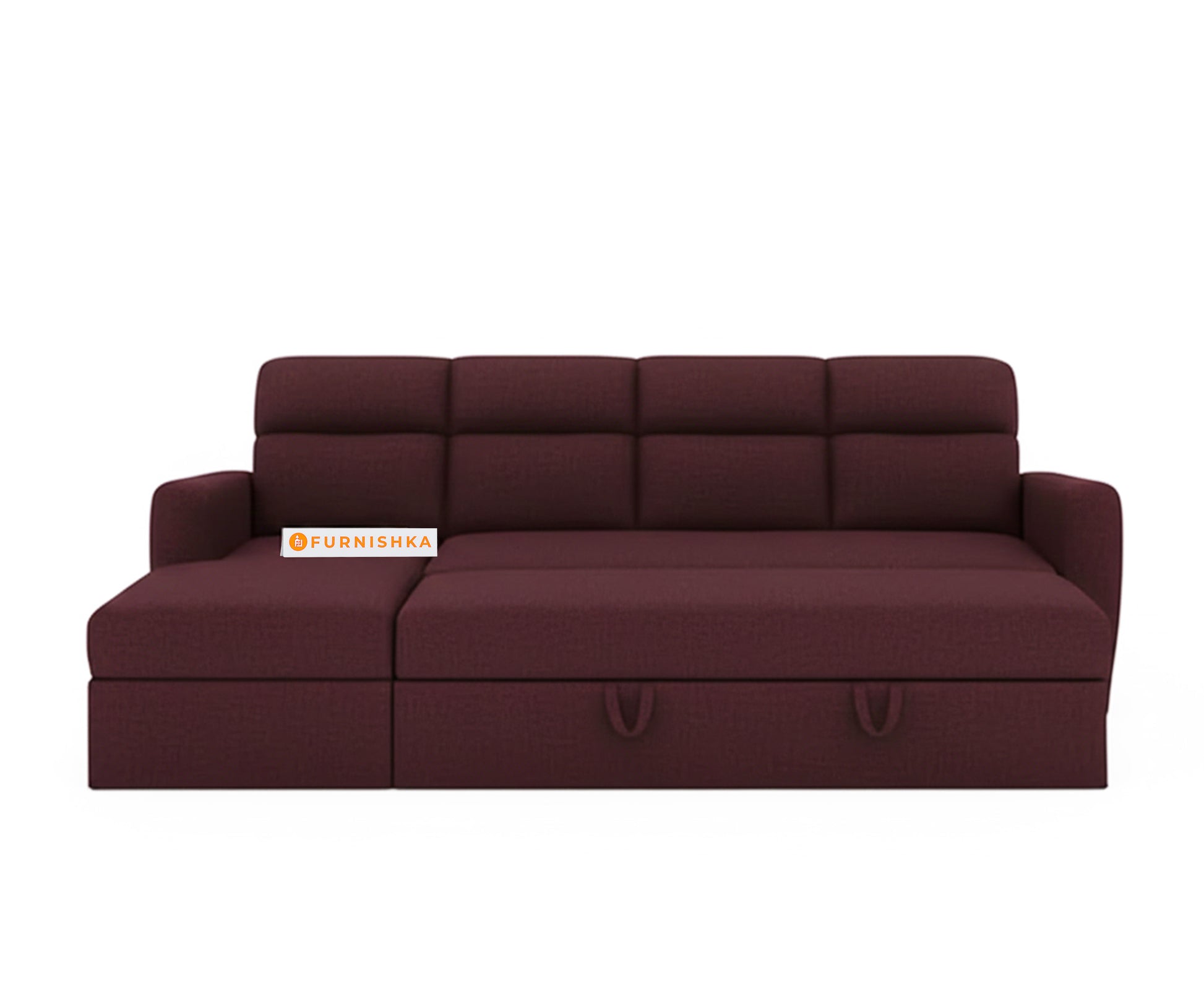 Daina 3 Seater Sofa cum Bed - LHS Red Wine - Furnishka 
