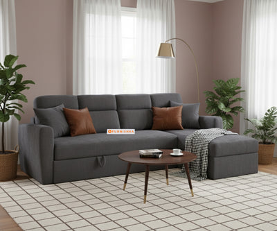 Daina 3 Seater Sofa cum Bed - RHS Space Grey