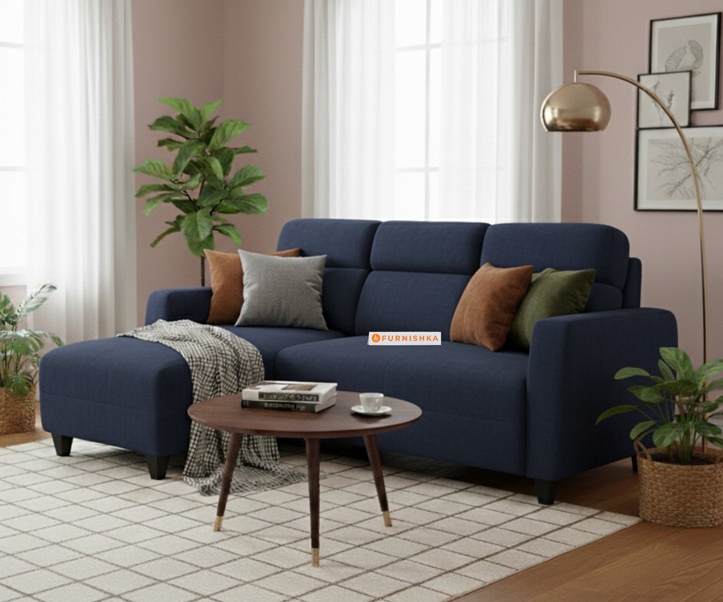 Daina 2 Seater Sectional Sofa - LHS Persian Blue