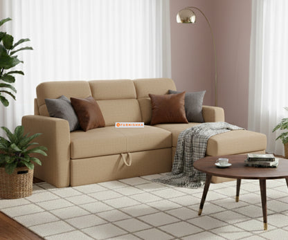 Daina 2 Seater Sectional Sofa cum Bed - RHS Light Beige