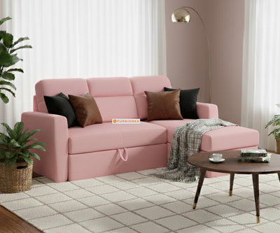Daina 2 Seater Sectional Sofa cum Bed - RHS Flamingo Pink