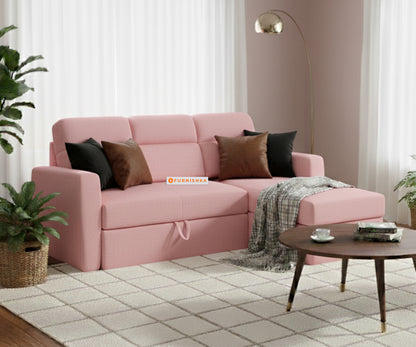 Daina 2 Seater Sectional Sofa cum Bed - RHS Flamingo Pink