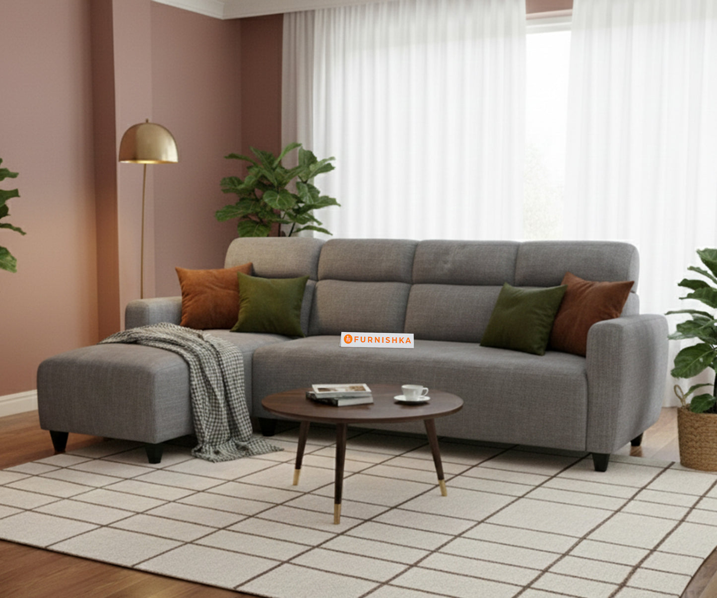 Daina 3 Seater L Shape Sofa - LHS Trout Grey