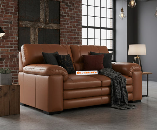Daniel Leather 2 Seater Sofa - Furnishka