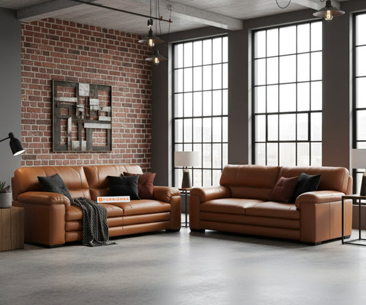 Daniel Leather 3+2 Seater Sofa Set - Furnishka