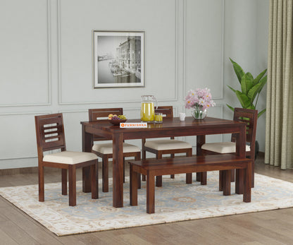 Daria 6 Seater Dining Set with Cushion Top Chairs and Bench