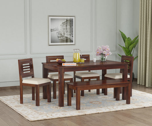 Daria 6 Seater Dining Set with Cushion Top Chairs and Bench