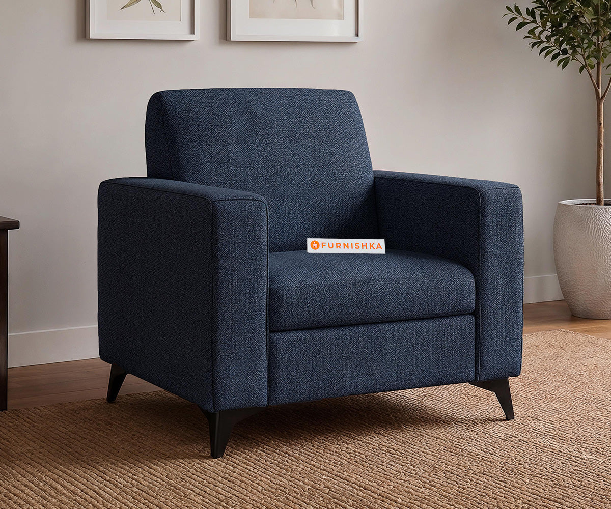 Xilo 1 Seater Fabric Sofa With Dark Blue - Furnishka