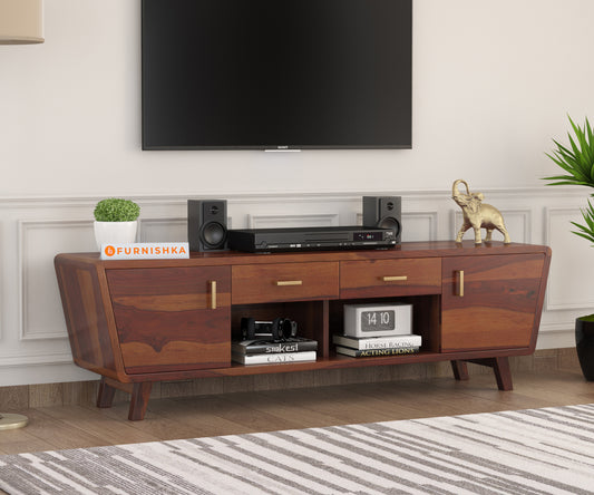 Devon Sheesham Wood Tv Cabinets with Drawers and Storage - Furnishka 