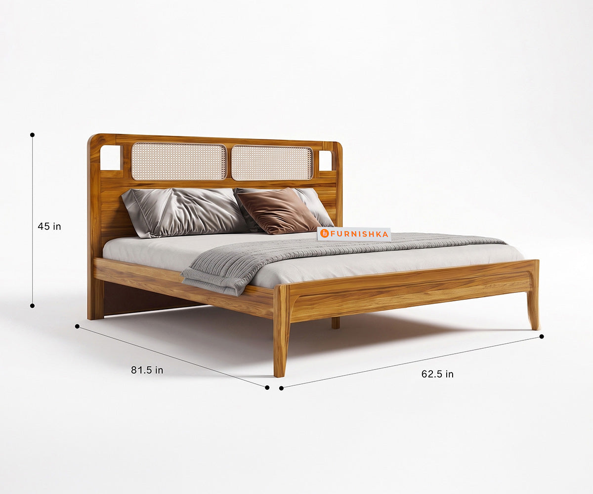 Ukti Teak Wood Bed with Non-Storage Queen Size