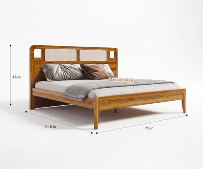 Ukti Teak Wood Bed with Non-Storage King Size